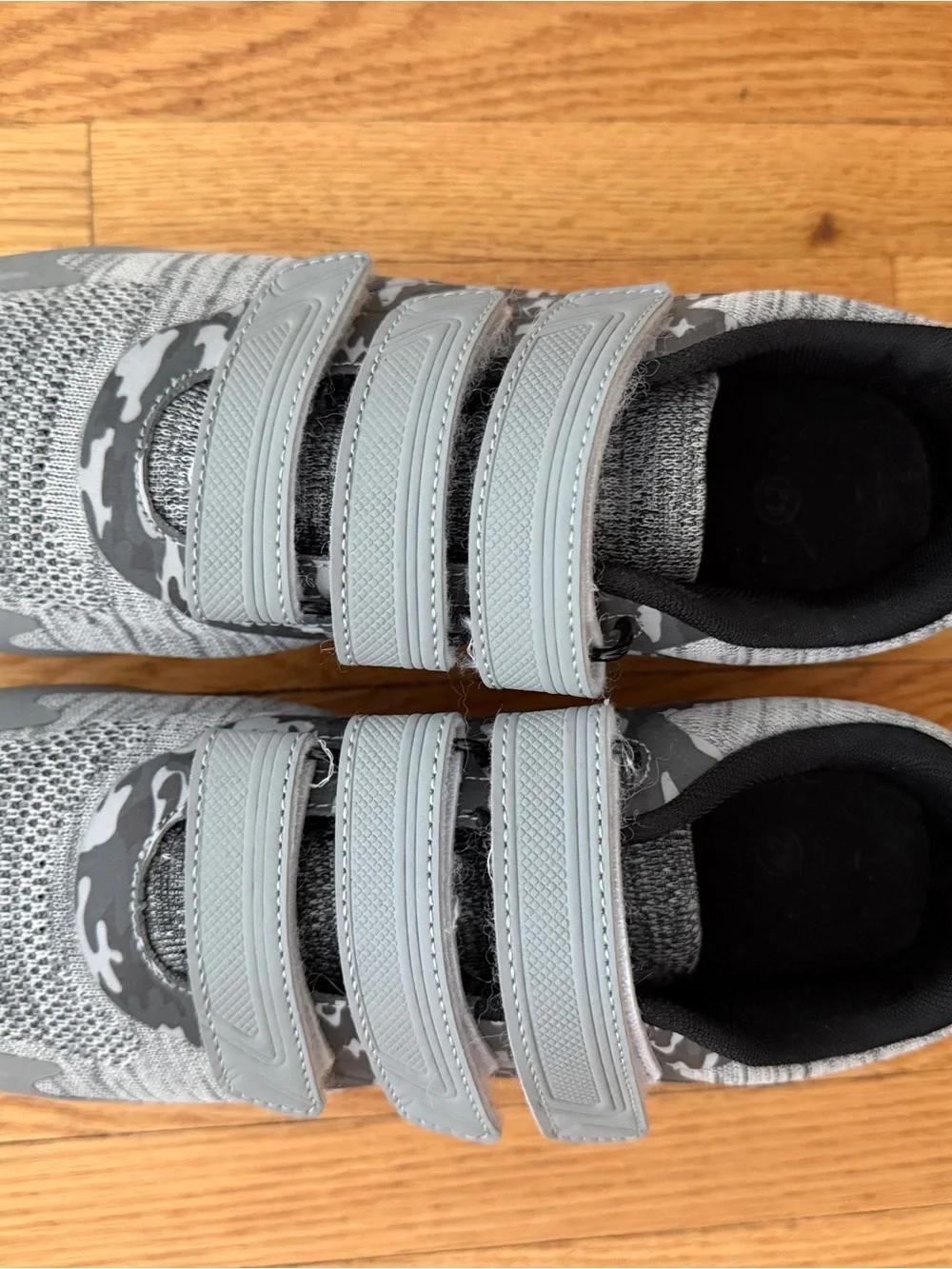 Men's Grey Camouflage Cycling Shoes with Velcro Straps
